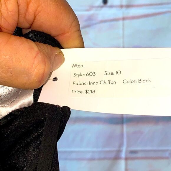 Woman’s black Inna Chiffon NWT sz 10 dress by Wtoo - Picture 9 of 9